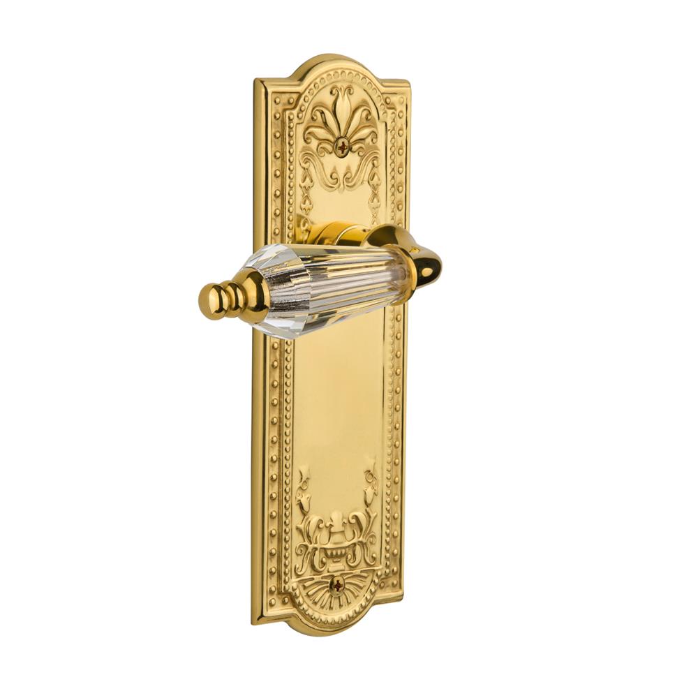 Nostalgic Warehouse MEAPRL Full Passage Set Without Keyhole Meadows Plate with Parlour Lever in Polished Brass